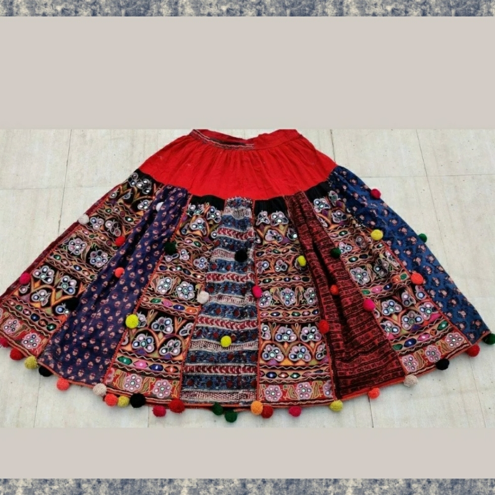 Handmade Embroidered Banjara gypsy boho skirt Patchwork ethnic Vtg ONE OF A KIND